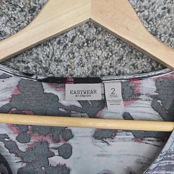 Chicos Easywear Top Womens 2 US Large Black Scoop Neck Blouse Casual Ladies - Picture 6 of 7